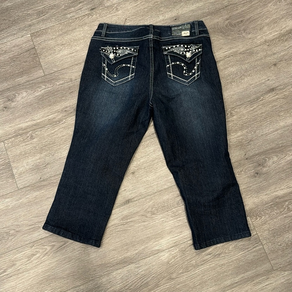 one 5 one Dark Blue Cropped Jeans with Silver Accents